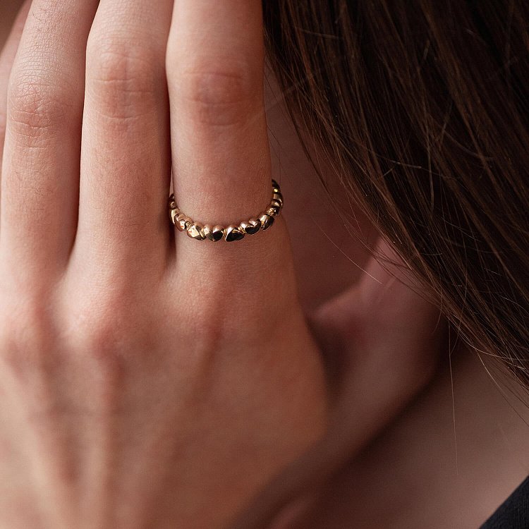 Золотое кольцо "Сердца" к04904 от ювелирного магазина Оникс - 6