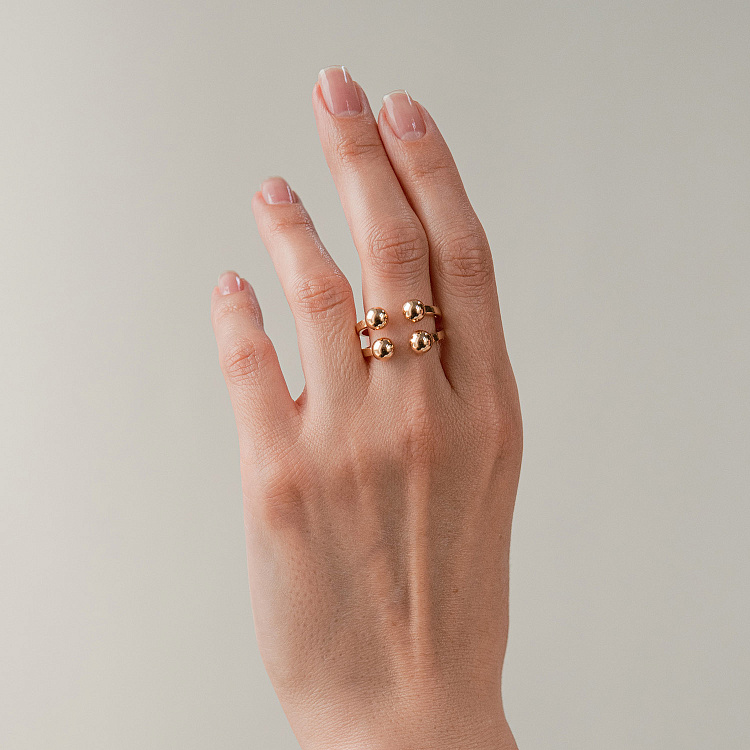 Каблучка "Кульки" у жовтому золоті к08246 від ювелірного магазину Онікс - 1