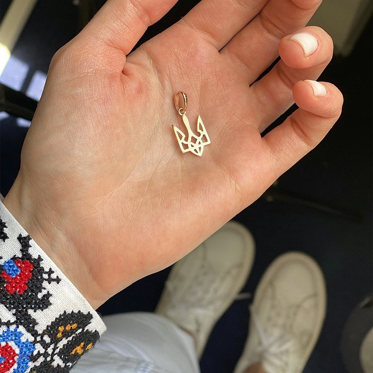 Золотая подвеска Герб Украины "Тризуб" п01761 от ювелирного магазина Оникс - 1