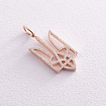 Кулон "Герб України - Тризуб" з діамантами (червоне золото) 129882421