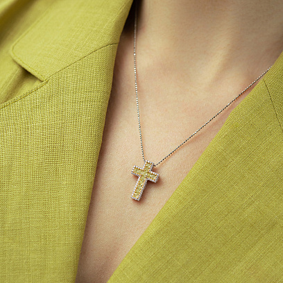 Крестик в белом золоте (бриллианты) пб0400lg №4