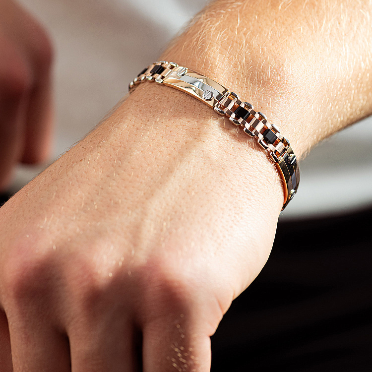 Мужской золотой браслет (оникс) б05053 от ювелирного магазина Оникс - 1