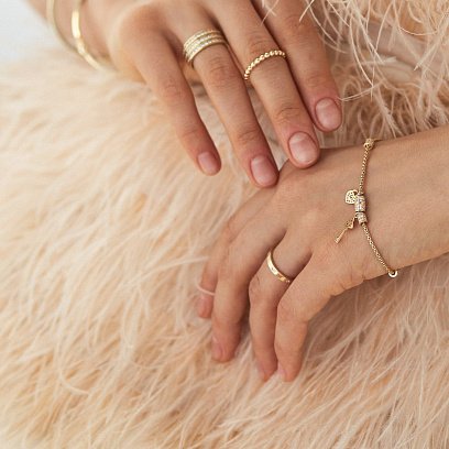 Золотое кольцо в стиле минимализм к05332 №7