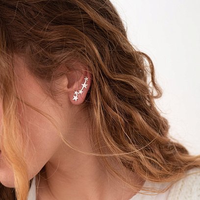 Сережки - клаймбери "Зірочки" в сріблі 122917 №4