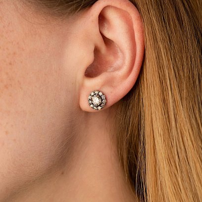 Золоті сережки - пусети з діамантами сб0491cha №4