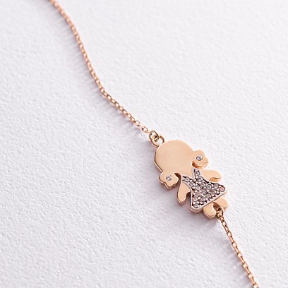 Золотое колье "Мама и девочка" (фианиты) кол00992 №3