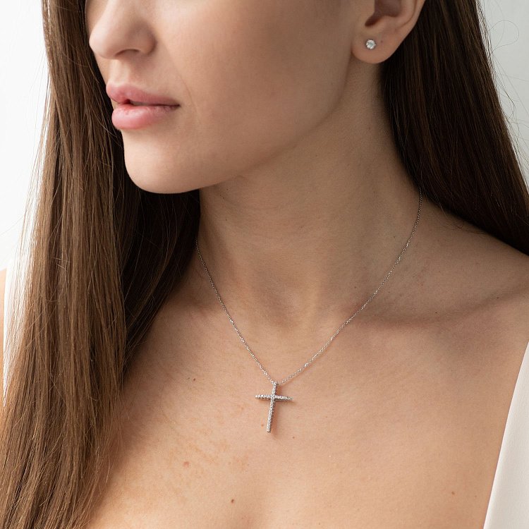 Золотое колье "Крестик" с бриллиантами кол0320тк - 2 Золотое колье "Крестик" с бриллиантами кол0320тк от ювелирного магазина Оникс - 2