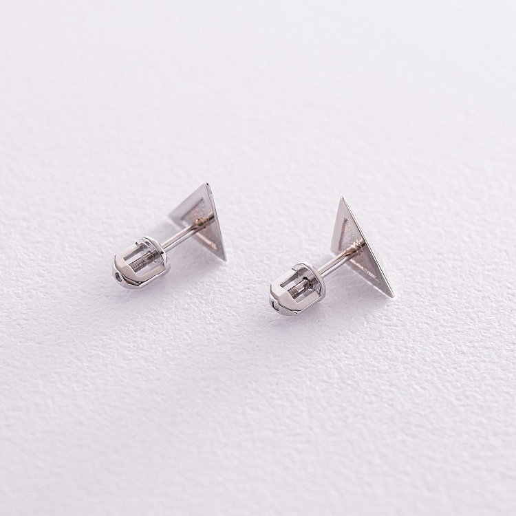 Сережки - пусети "Піраміда" у білому золоті с08088 від ювелірного магазину Онікс - 4