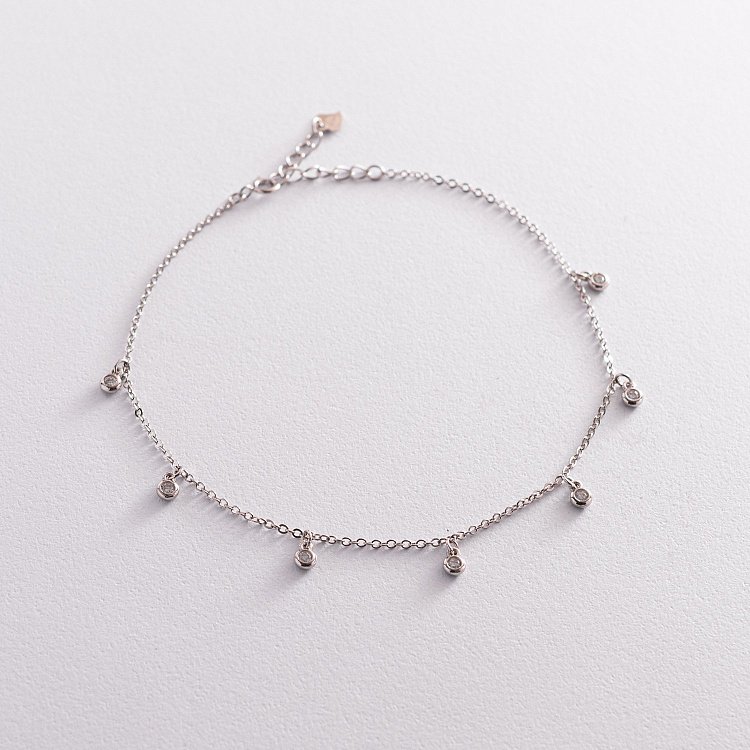 Серебряный браслет на ногу с фианитами 141599 от ювелирного магазина Оникс