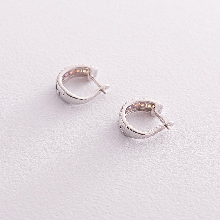 Золотые серьги с разноцветными сапфирами и бриллиантами сб0401mi от ювелирного магазина Оникс - 2