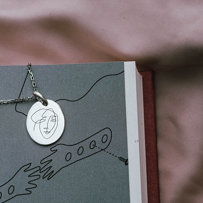 Серебряный кулон "Мечтательность" (овальный) 133045кул №2