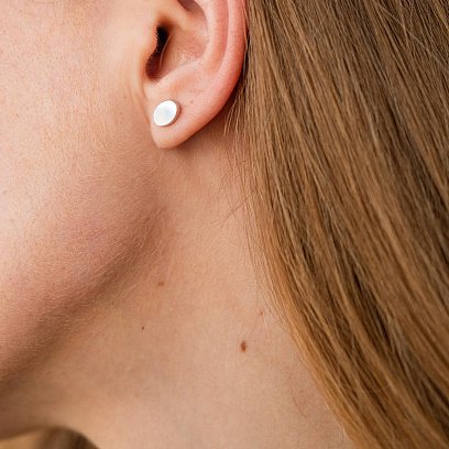 Золотые серьги - пусеты Овальные без камней с06044 №2