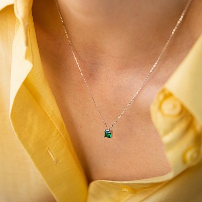 Золоте кольє "Альма" (зелений фіаніт) кол02370 №2