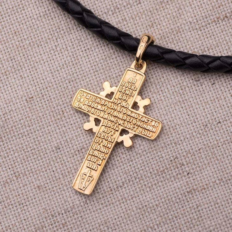 Срібний хрестик з чорнінням і позолотою 132501 від ювелірного магазину Онікс - 1