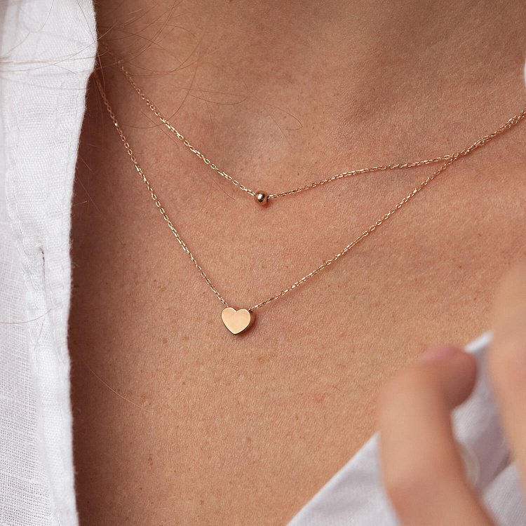 Двойное золотое колье "Шар и сердечко" кол02274 от ювелирного магазина Оникс - 4