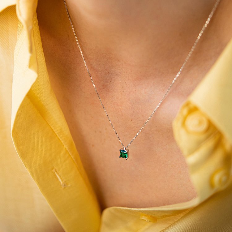 Золоте кольє "Альма" (зелений фіаніт) кол02370 від ювелірного магазину Онікс - 2