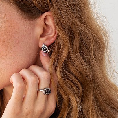 Золотое кольцо с бриллиантами и сапфирами к1597 №4