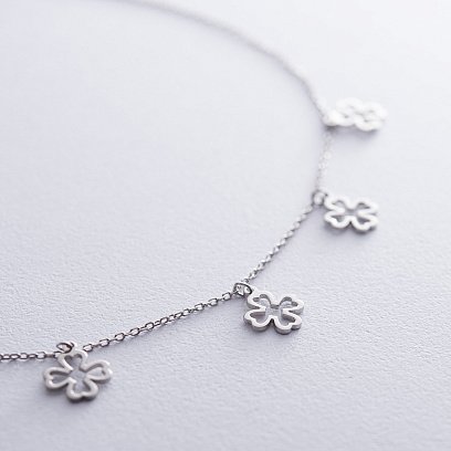 Серебряное колье "Клевер" 18969 №3