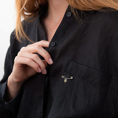 Золота шпилька "Герб України - Тризуб" зак00332 №4