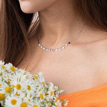 Золотое колье с сердечками кол01396 №6