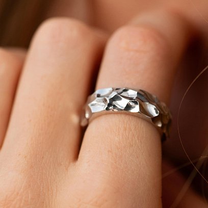 Серебряное кольцо "Meteorite" 112805 №7