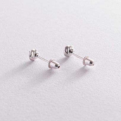 Срібні сережки - пусети з фіанітами 121787 №3