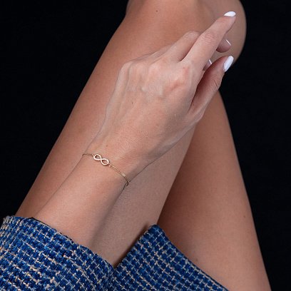 Браслет "Нескінченність" в жовтому золоті (фіаніти) б04860 №2