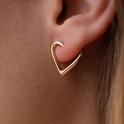 Сережки - пусети "Сердечки" у червоному золоті с08090 №5