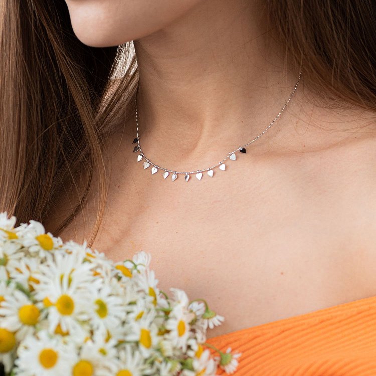 Золотое колье с сердечками кол01396 от ювелирного магазина Оникс - 7