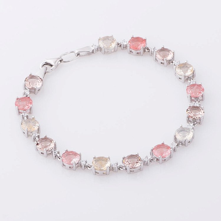 Браслет с цветными фианитами 141128 от ювелирного магазина Оникс