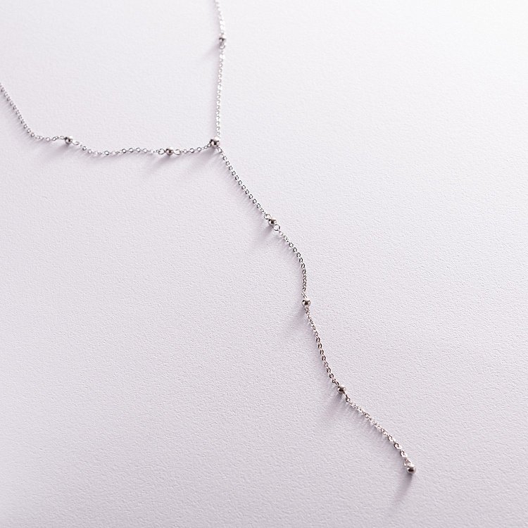 Срібне кольє - краватка з кульками 181168 від ювелірного магазину Онікс