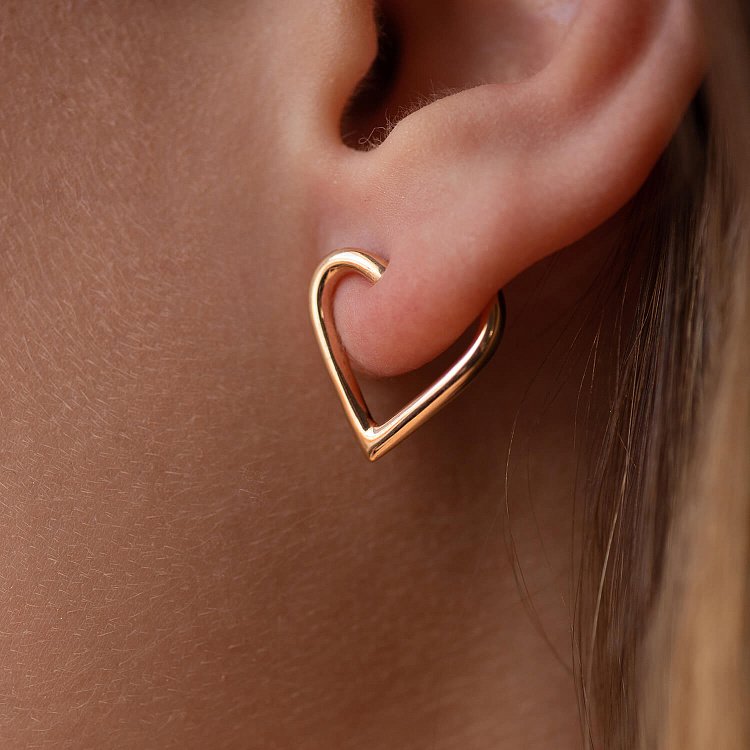 Сережки - пусети "Сердечки" у червоному золоті с08090 від ювелірного магазину Онікс - 4