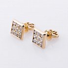 Золоті сережки-пусети з діамантами е0772ж от ювелирного магазина Оникс - 3
