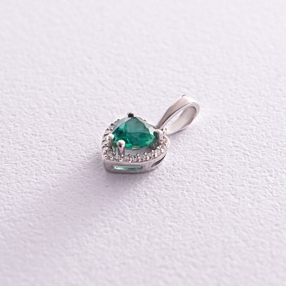Серебряный кулон "Сердечко" с кварцом и фианитами 3983/1р-QGR №3
