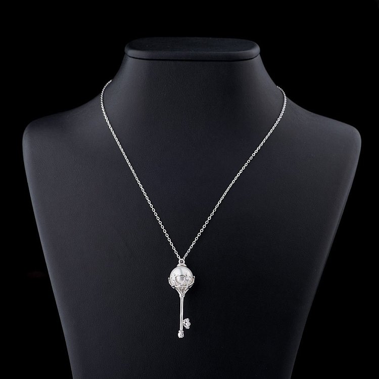 Срібне кольє "Ключик" (фіаніт, штучний перли) 18408 від ювелірного магазину Онікс