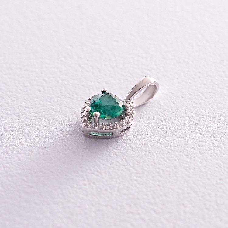 Серебряный кулон "Сердечко" с кварцом и фианитами 3983/1р-QGR от ювелирного магазина Оникс - 2