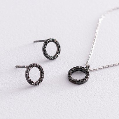 Золотое колье "Круговорот" (черные бриллианты) 0.8 см колб0064di №3