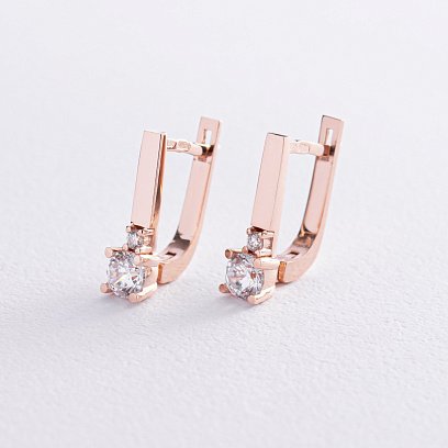 Золотые серьги с фианитами с07895