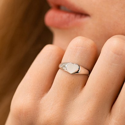 Каблучка "Сердечко" в білому золоті к08169 №2