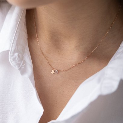 Кольє "Сердечка" в червоному золоті (фіаніт) кол01832 №5