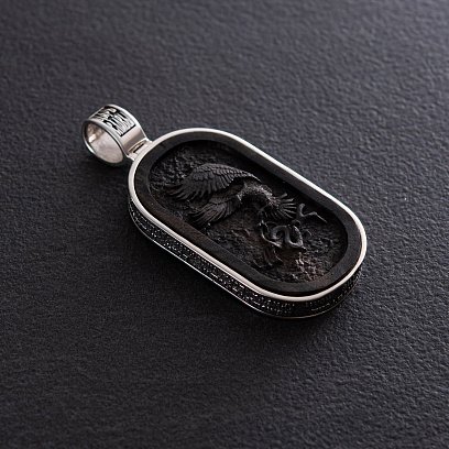 Серебряный кулон "Св. Георгий Подебедоносец" с эбеновым деревом 950 №7