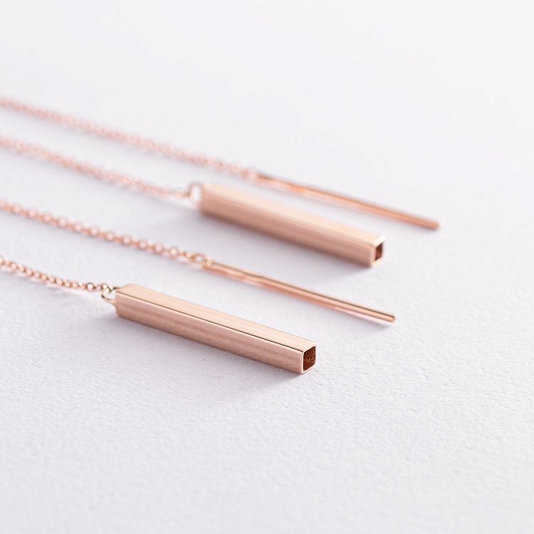 Золотые висячие серьги (протяжки) 580087d от ювелирного магазина Оникс - 3