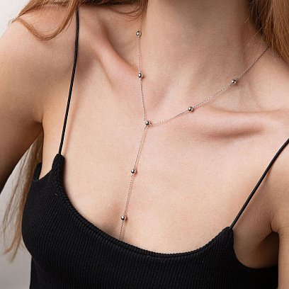 Колье 2 в 1 "Шарики" в белом золоте кол01981