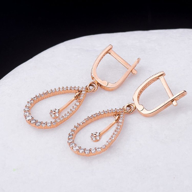 Сережки "Крапельки" (фіаніт) с01461 від ювелірного магазину Онікс - 2