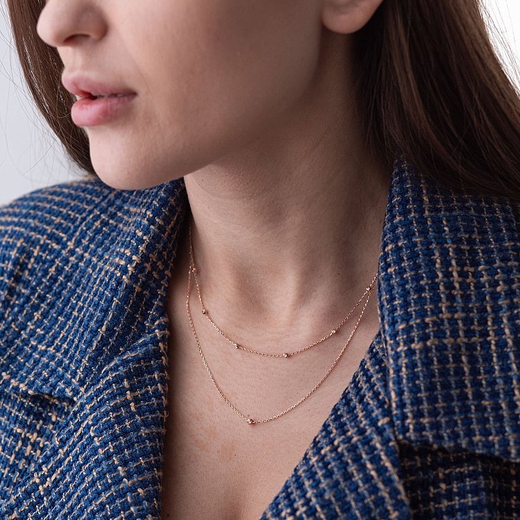 Подвійне кольє "Кульки" в червоному золоті кол01857 від ювелірного магазину Онікс - 1