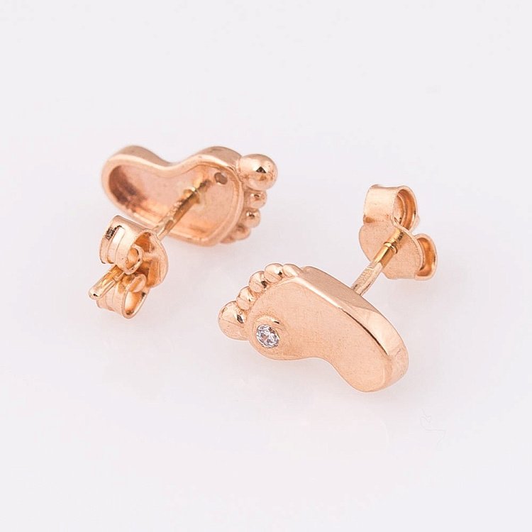 Сережки-пусети "Ніжки немовляти" (фіаніти) с04313 від ювелірного магазину Онікс - 1