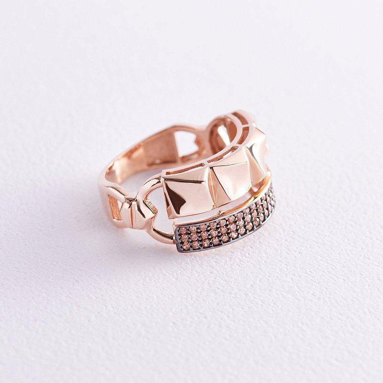 Золотое кольцо с желтыми фианитами к05694 от ювелирного магазина Оникс - 2