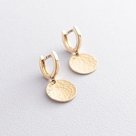 Сережки "Сонячні зайчики" в жовтому золоті с06734