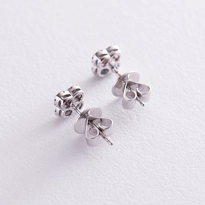 Золоті сережки-пусети з діамантами та рубінами сб0307lg №7