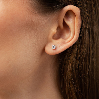 Серьги - пусеты в белом золоте (бриллианты) сб0695va №4